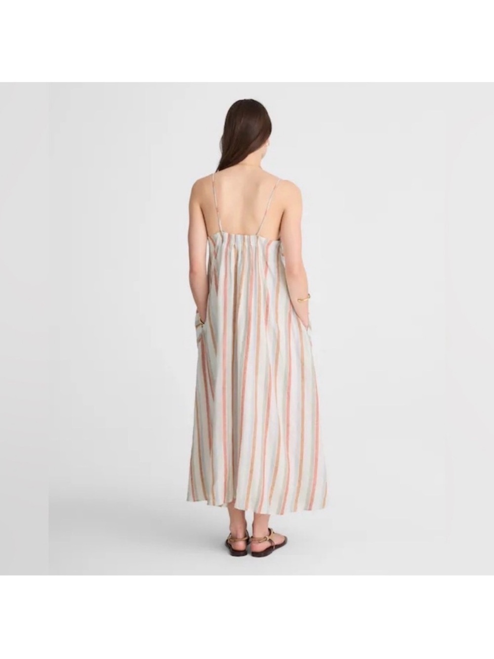 Madewell linen Maxi Slip Dress chevron stripe. Sz. Small - Picture 4 of 12
